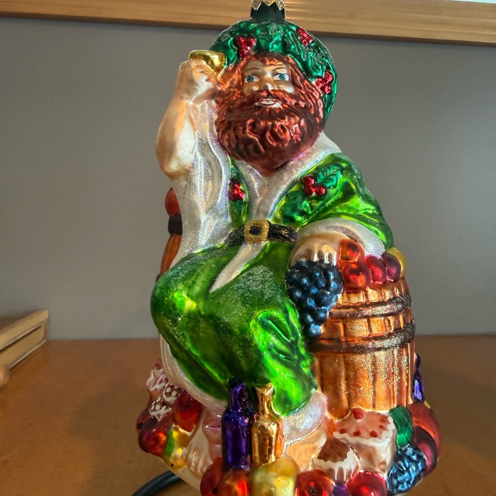 Christopher Radko Festive Santa Ornament - Green and Red